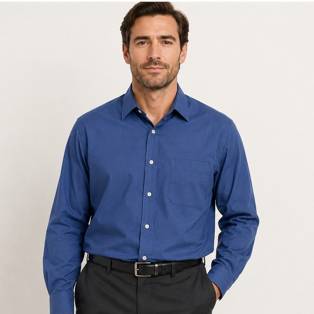Christian Dior Blue Long Sleeve Button Down Dress Shirt Size 17 34/35